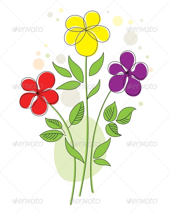Colourful Background with Abstract Flowers - Flowers & Plants Nature