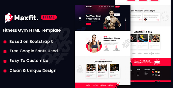 Maxfit - Fitness Gym HTML Template
