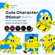 Cute Character Sticker Illustration