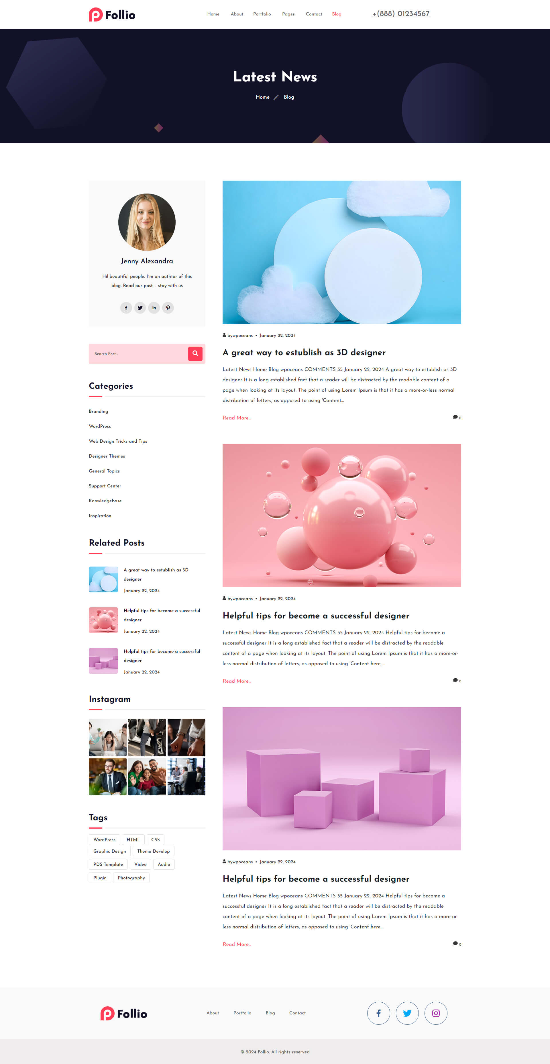 Follio Personal Portfolio Elementor Template Kit by wpoceans