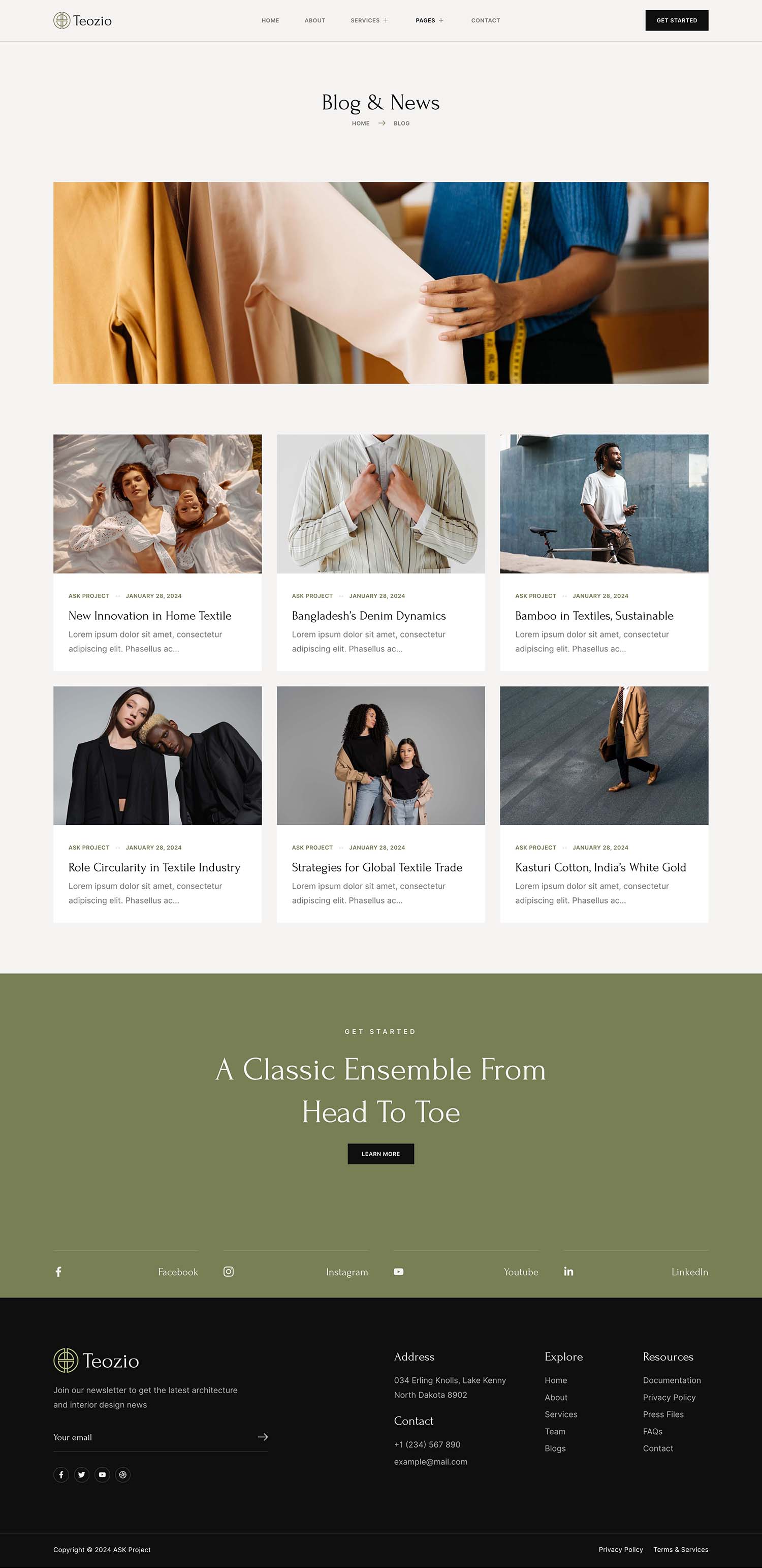 Teozio - Garment & Textile Industry Elementor Template Kit by askproject