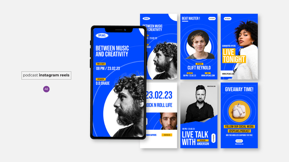 Music Podcast Instagram Reels Elements template preview
