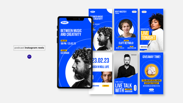 Music Podcast Instagram Reels Premiere Pro template preview