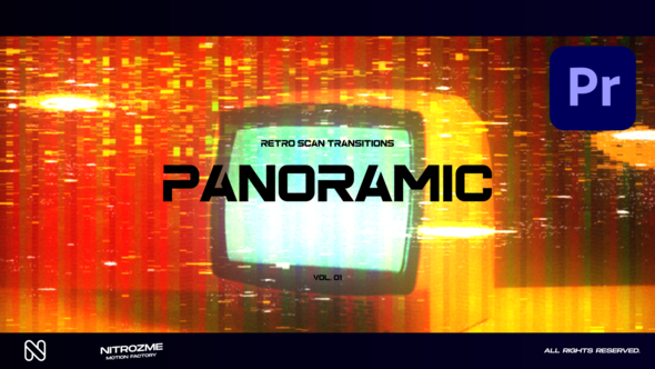 Retro Scanlines Panoramic Transitions Vol. 01 for Premiere Pro