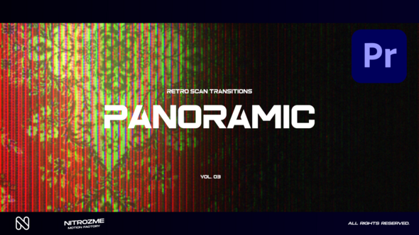 Retro Scanlines Panoramic Transitions Vol. 03 for Premiere Pro