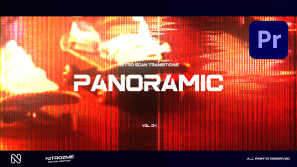 Retro Scanlines Panoramic Transitions Vol. 04 for Premiere Pro