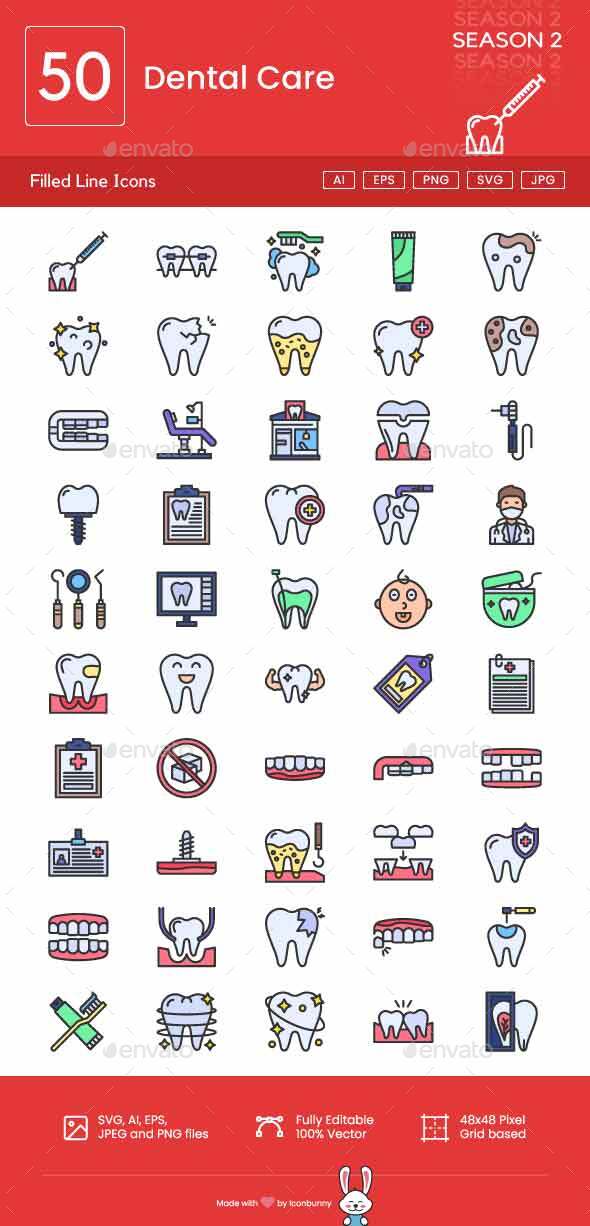 [DOWNLOAD]Dental Care Filled Line Icons