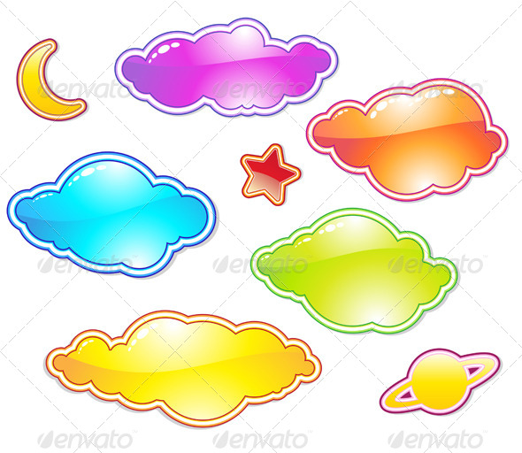Set of Color Clouds - Decorative Vectors