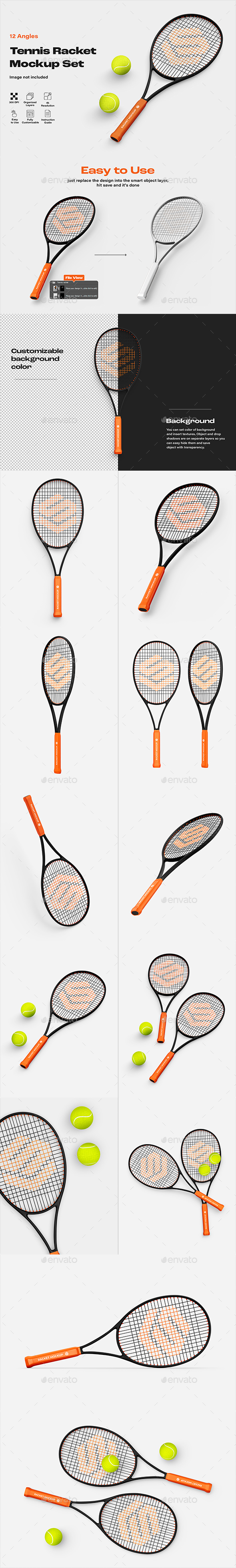 [DOWNLOAD]Tennis Racket Mockup Set