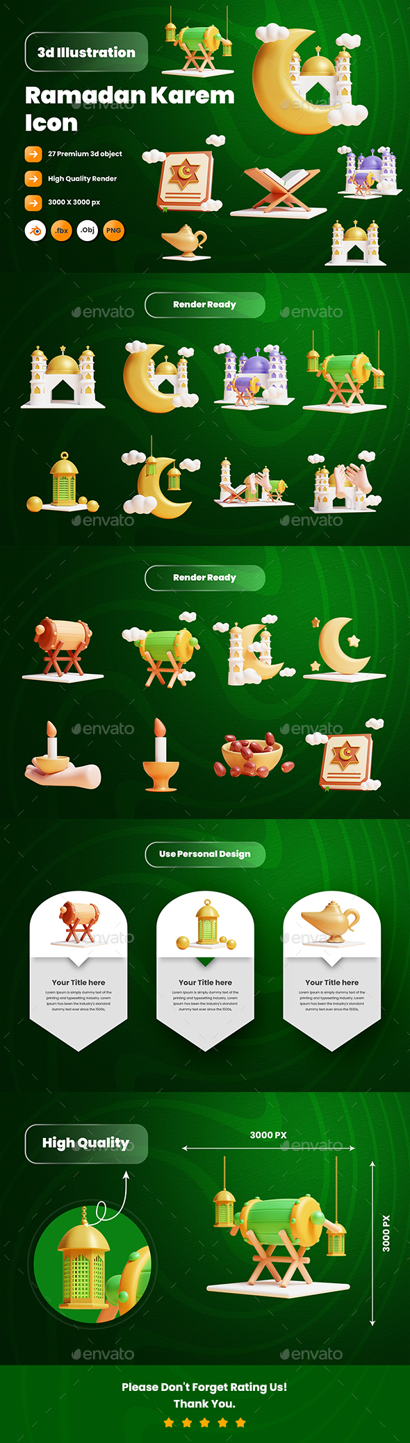 Ramadan 3d Illustration Icon Pack-2