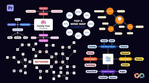 Mind Map & Hierarchical Chart Builder - PR Premiere Pro template preview