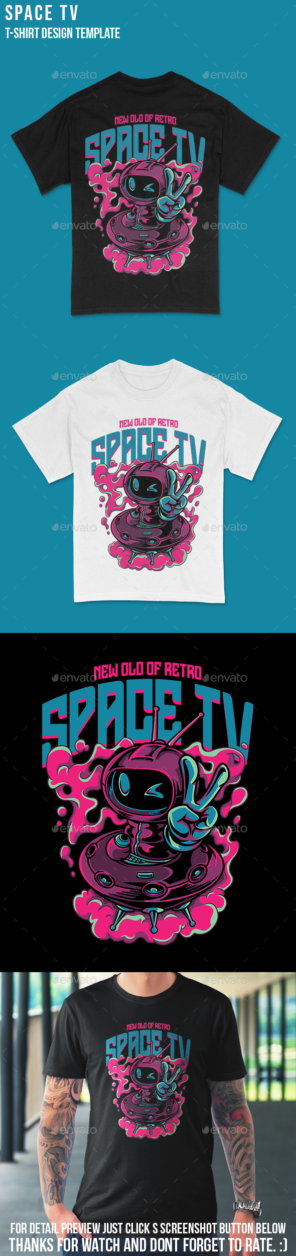 Space TV T-Shirt Design Template