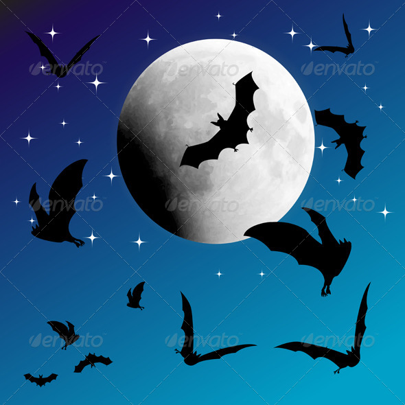 Sky Moon and Bats - Halloween Seasons/Holidays