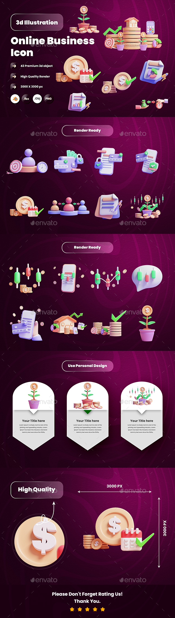 Online Business 3d Illustration  Icon Pack