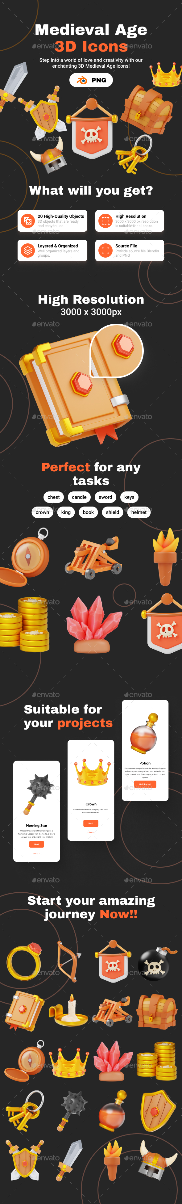 Medieval Age 3D Icon Pack