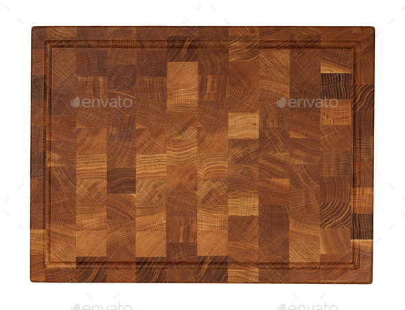 Wooded butcher end grain chopping block isolated