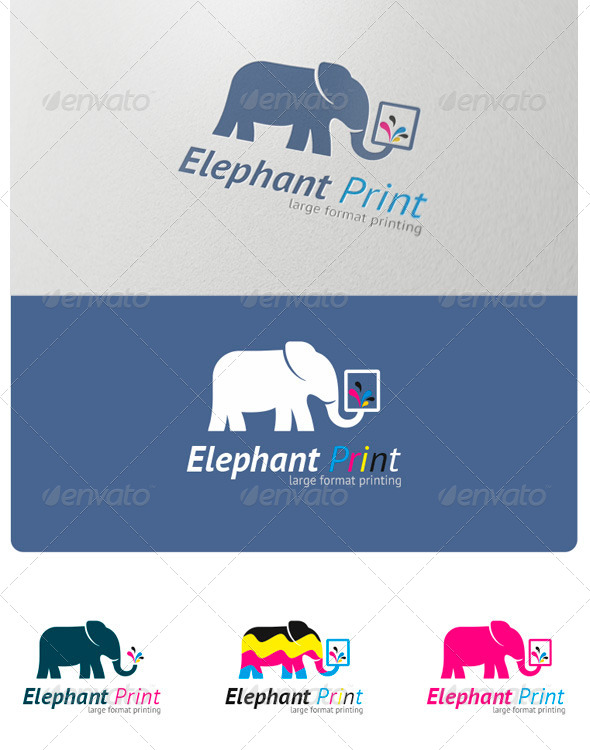 Elephant Print Logo - Animals Logo Templates
