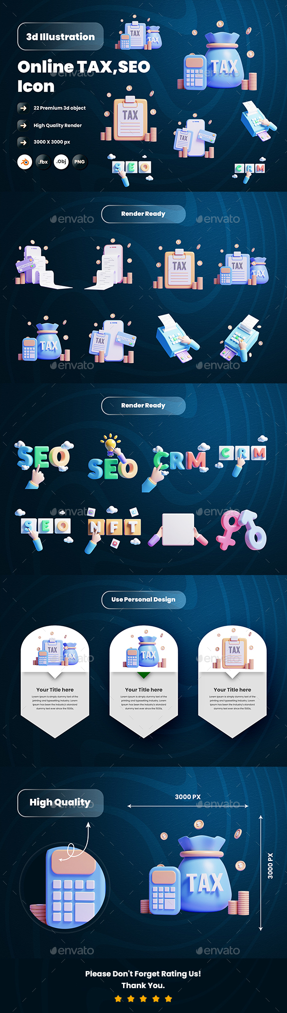 Online TAX  3d Illustration Icon Pack