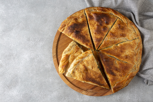 Spanakopita, greek phyllo pastry pie with spinach and feta cheese ...