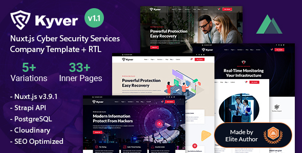 Kyver - Cyber Security Services Vue with Strapi 4 Template