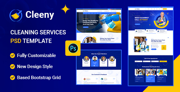 Cleeny – Cleaning Services & Repair Company PSD Template