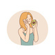 Smiling Woman Touch Skin Hold Avocado in Hands