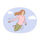Smiling Woman Flying in Sky