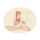 Smiling Woman Apply Sunscreen Sunbathing on Beach