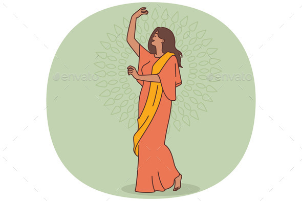 [DOWNLOAD]Happy Woman in Indian Clothing Dancing