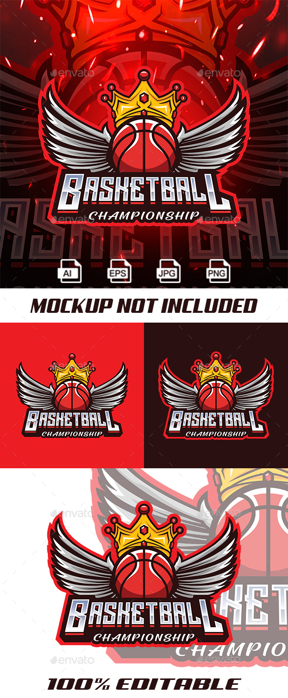Basketball Championship Mascot Logo Template