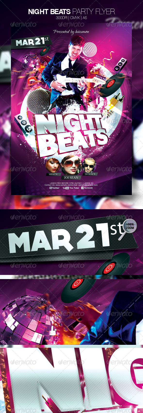 Night Beats Party Flyer - Flyers Print Templates