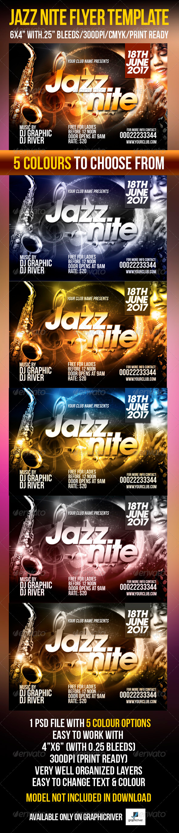 Jazz Nite Flyer Template - Flyers Print Templates
