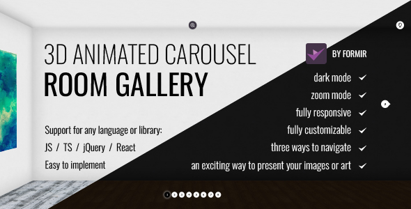 Room Gallery / 3D Image Carousel / Resposive Slider / JS / jQuery / React / SASS