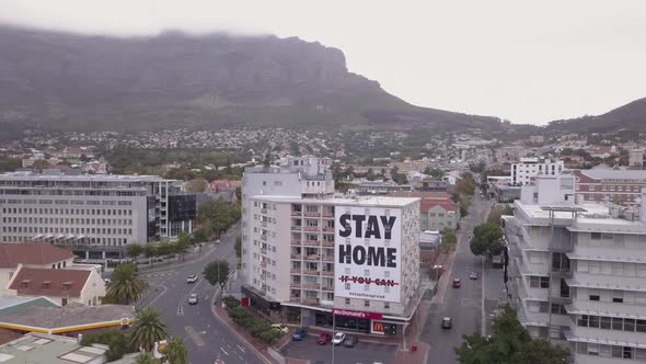 Aerial of Cape Town, Table Mountain during Covid lockdown