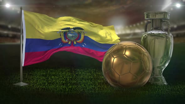 Ecuador Flag With Football And Cup Background Loop alt