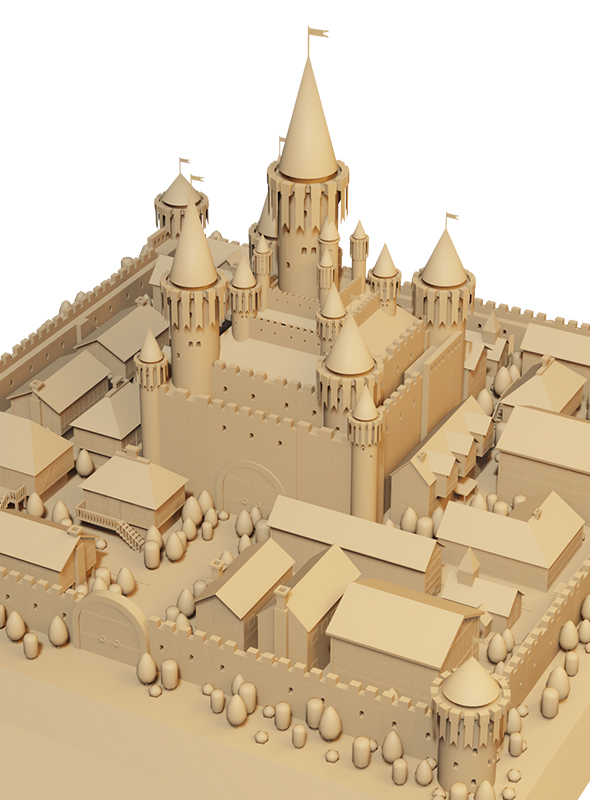 Low Poly Medieval Castle Town Pack