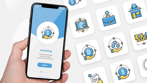 Animated Investing Icon Set Video Displays template preview