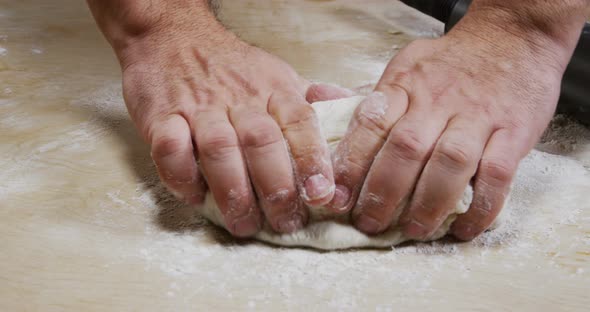 Man Hands Preparing Pizza Dough With Flour 29b