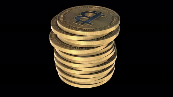 4k animated bitcoin coin. Abstract background. 3d rendering alt