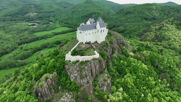 Aerial View Of A Medieval Castle On A Hilltop In Füzér, Hungary