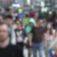 Silhouettes of People Walking in a Crowd Slow Motion