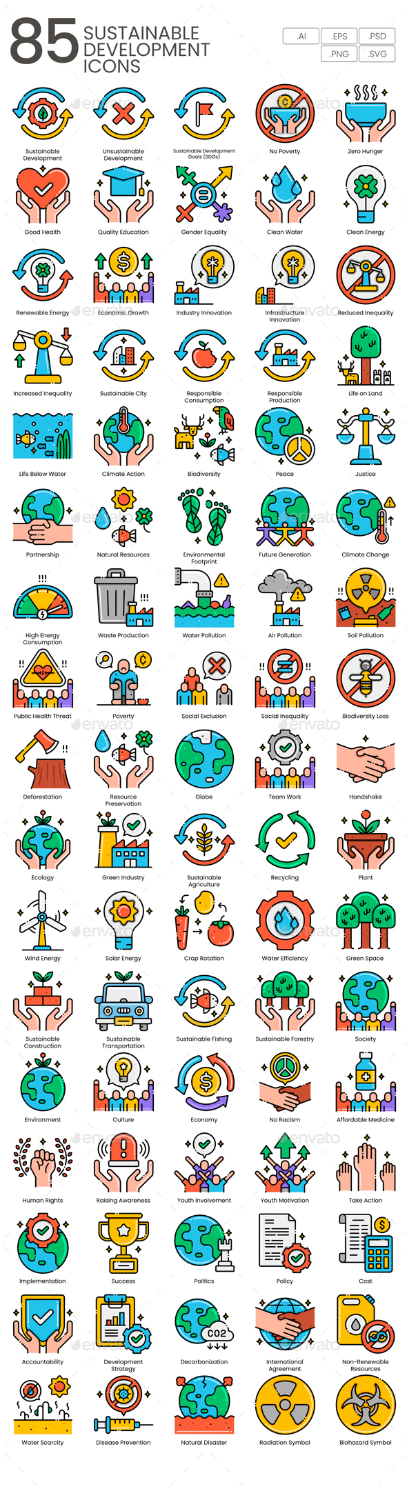85 Sustainable Development Icons | Aesthetics Series