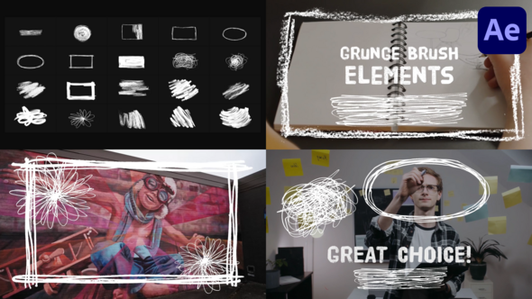 Grunge Brush Elements | After Effects Elements template preview