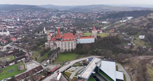 Famous Attraction Gothic Corvin Castle in Hunedoara Transylvania Romania alt