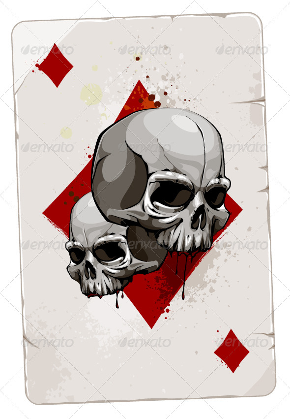 Poker Card with Skulls - Vectors