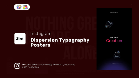 Instagram Dispersion Typography Posters for Apple Motion and FCPX
