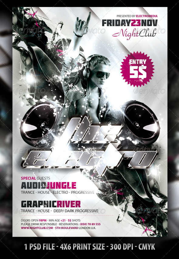 Electro Night Club Party Flyer / Poster - Clubs & Parties Events