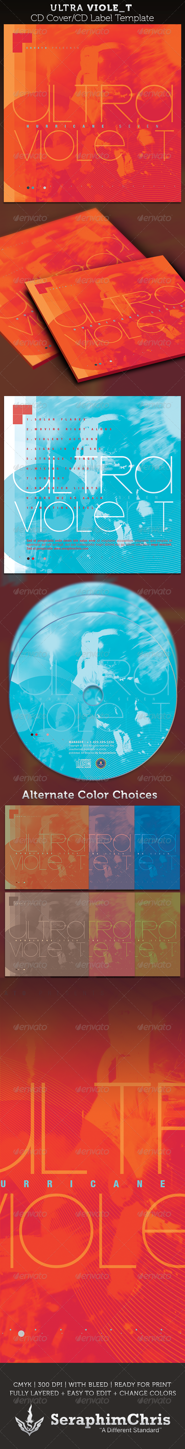 The Ultra Violet CD Cover Artwork Template - CD & DVD Artwork Print Templates