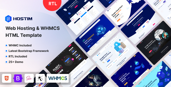 Hostim Web Hosting Services HTML Template with WHMCS by ThemeTags