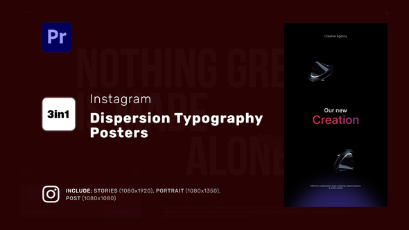 Instagram Dispersion Typography Posters for Premiere Pro